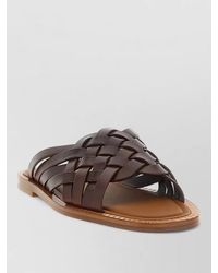 Miu Miu - Waxed Leather Woven Flat Sole Sandals - Lyst
