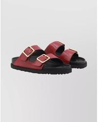 Birkenstock - Open Toe Sandals With Textured Flat Sole - Lyst
