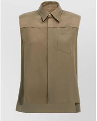 Ami Paris - Sleeveless Pointed Collar Shirt With Chest Pocket - Lyst