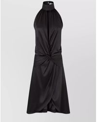Nina Ricci - Silk Satin Ruched Halterneck Sleeveless Knee-Length Dress - Lyst