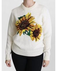 Dolce & Gabbana - Cashmere Wool Floral-Embroidered Sweater - Lyst