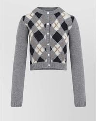 Prada - Argyle Pattern Long Sleeve Knitwear Cardigan - Lyst