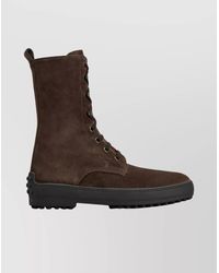 Tod's - Suede Leather Lace-Up Ankle Boots - Lyst