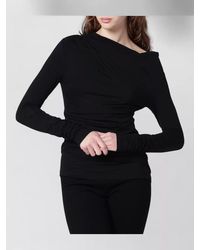 Entire studios - Top Asymmetric Neck Long Sleeves Ruching - Lyst