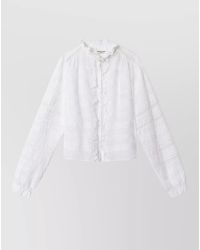Isabel Marant - Cotton Embroidered Ruffled Long-Sleeve Blouse - Lyst