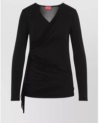 DIESEL - Draped Wrap V-Neck Long-Sleeve Blouse - Lyst