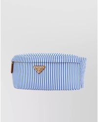 Prada - Striped Re-Nylon Belt Bag With Leather Trim - Lyst