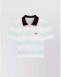CASABLANCA - Striped Shirred Polo Top - Lyst