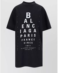Balenciaga - Cotton Oversized Mock Neck Logo Print T-Shirt - Lyst