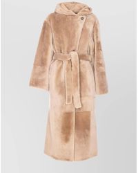 Yves Salomon - Fur Coat With Belt And Hood Detail - Lyst