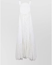 Loewe - Long Cotton Dress Lace Bodice Maxi - Lyst