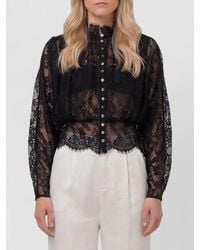 Self-Portrait - Sheer Lace High-Neck Blouse - Lyst