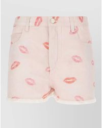 Isabel Marant - Printed Denim Knee-Length Shorts - Lyst