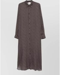 Alysi - Patterned Long-Sleeve Midi Dress - Lyst