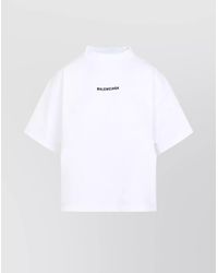 Balenciaga - Ribbed Cropped Cotton Logo-Embroidered T-Shirt - Lyst