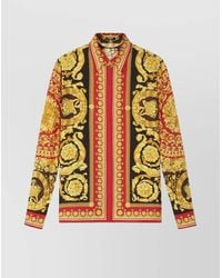 Versace - Silk Long-Sleeve Baroque-Print Shirt - Lyst