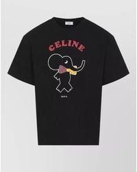 Celine - Relaxed-Fit Cotton Printed T-Shirt - Lyst