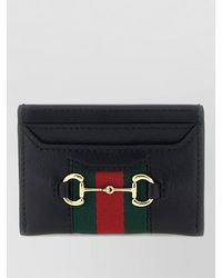 Gucci - Horsebit Web Stripe Leather Card Holder - Lyst