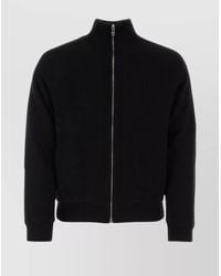Prada - Cashmere Wool Ribbed Funnel Neck Zip Cardigan - Lyst