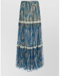 Etro - Silk Printed Lace Insert Maxi Skirt - Lyst