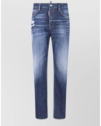 DSquared² - Straight Trousers Belt Loops Contrast Stitching Distressed - Lyst