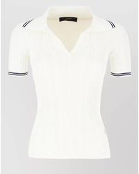 The Seafarer - Collared Knit Top Contrast Trim Short Sleeves - Lyst