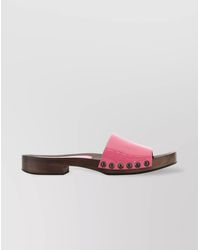 Miu Miu - Leather Clogs With Studded Detail And Flat Sole - Lyst