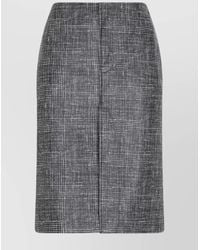 Bottega Veneta - Printed Lamb Leather Prince Of Wales Check Midi Pencil Skirt - Lyst