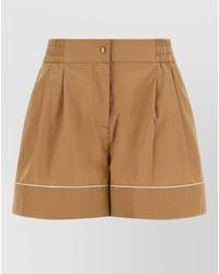 Moncler - High-Rise Pleated Flared Cotton-Blend Tailored Shorts - Lyst