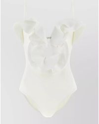 Zimmermann - Ruffled V-Neck One-Piece Swimsuit - Lyst