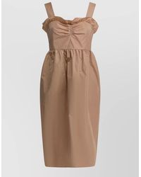 Chloé - Silk Blend Balloon Midi Dress - Lyst