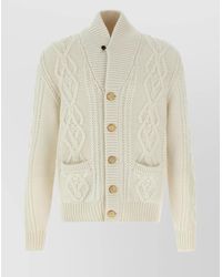 Brunello Cucinelli - Cashmere Cardigan With Cable Knit Design - Lyst