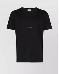 Saint Laurent - Cotton Crew Neck Logo T-Shirt - Lyst