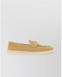 Prada - Suede Loafers With Round Toe And Rubber Sole - Lyst