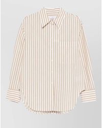 IRO - Striped Cotton Long-Sleeve Blouse - Lyst