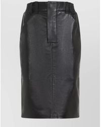 Saint Laurent - Lamb Leather Midi Skirt - Lyst