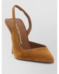 Stuart Weitzman - Vinnie Suede Slingback Pointed Toe Pumps - Lyst
