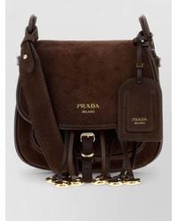Prada - Na Suede Leather Cross-Body Bag - Lyst
