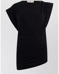 Isabel Marant - Asymmetric Mini Dress Draped Short Sleeves - Lyst