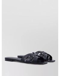 Saint Laurent - Leather Flat Slides - Lyst