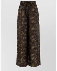 Ganni - Silk Printed Wide-Leg Trousers - Lyst