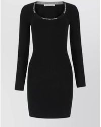 Alexander Wang - Fitted Round Neck Mini Dress With Embellished Collar - Lyst