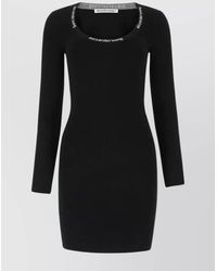 Alexander Wang - Fitted Round Neck Mini Dress With Embellished Collar - Lyst