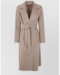 Max Mara - Mst Cles Long Belted Coat Lapel - Lyst