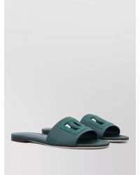 Dolce & Gabbana - Crystal Logo Flat Leather Slide Sandal - Lyst