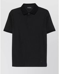 Emporio Armani - Textured Cotton Polo Shirt Short Sleeves - Lyst