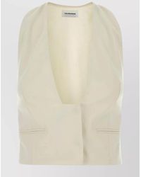 ANDAMANE - Stretch Gabardine Sleeveless Deep V-Neck Vest - Lyst