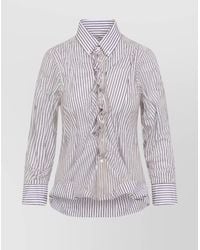 Maison Margiela - Cotton Layered Tulle Striped Shirt - Lyst