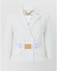 Elisabetta Franchi - Double-Breasted Cropped Suit Jacket - Lyst