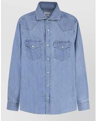 Brunello Cucinelli - Denim Shirt Cotton Long Sleeves Pointed Collar - Lyst